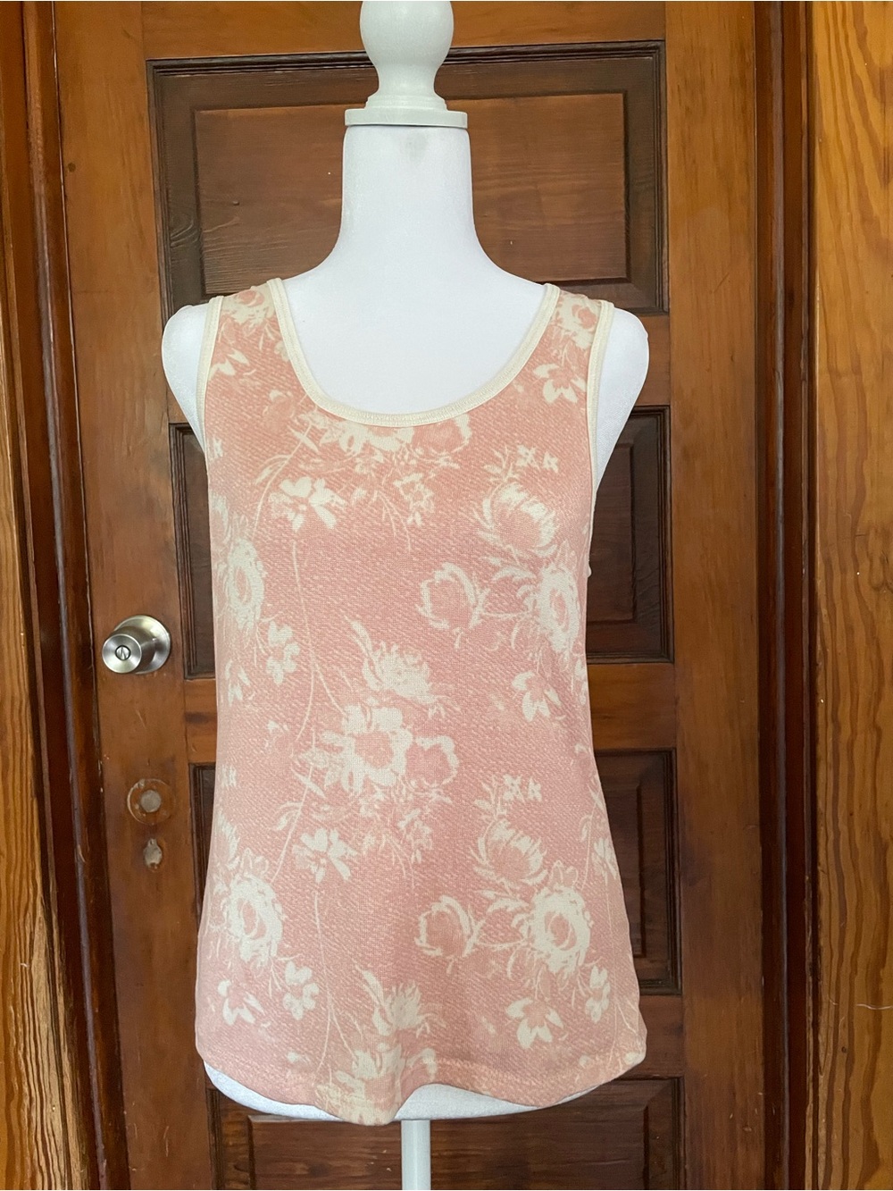 Lucky Brand Peach Floral Scoop Neck Tank